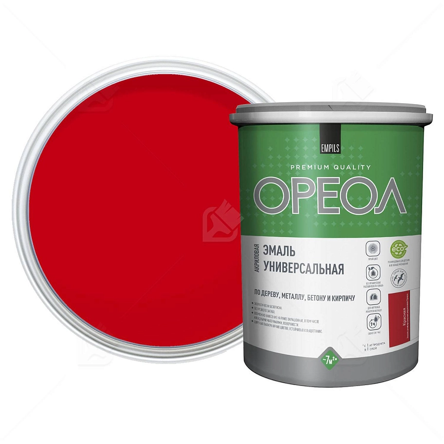 Эмаль универсальная акриловая Ореол глянцевая крас 2,5 кг