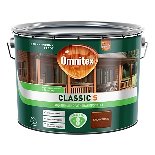 Защитно-декоративная пропитка Omnitex Classic S Красное дерево 9л