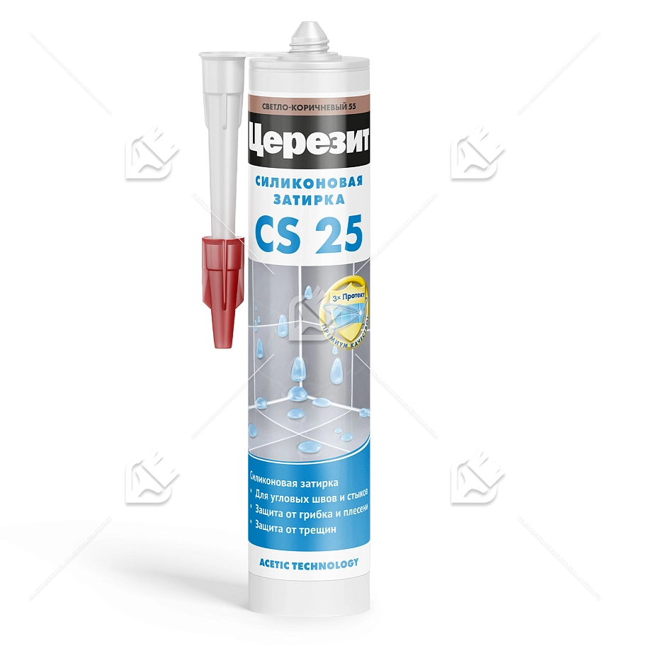 Герметик-затирка силиконовая противогрибковая Церезит CS 25 55 светло-коричневый 280 мл